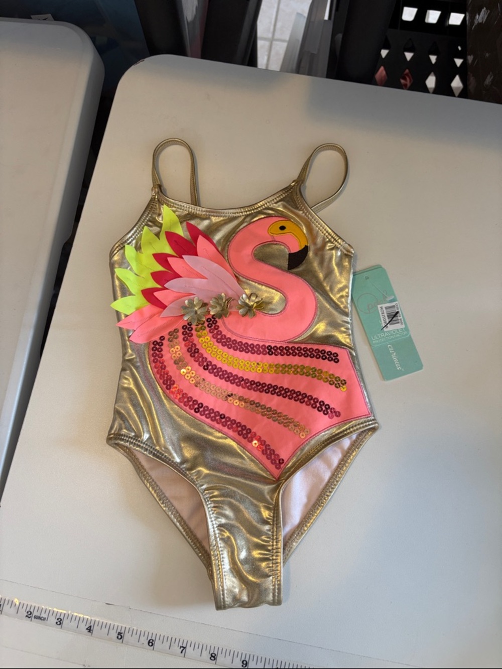 Peek Gold One Piece Swim Suit Size 3 T